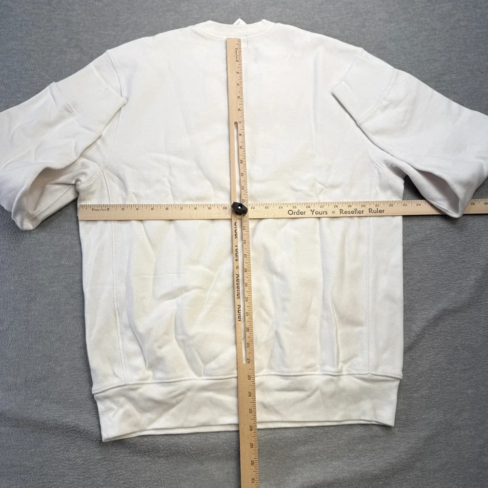 J Crew Sweatshirt Mens Large White Heritage Oarsman Graphic 14 Oz Fleece NEW